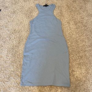 Blue Ribbed Bodycon Dress